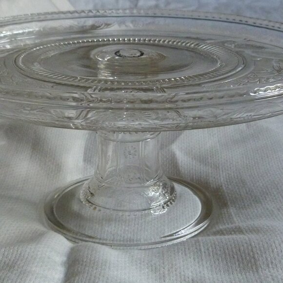 Antique 1880s Early American Pattern Glass Pedestal Cake Stand Made in USA Bryce - Picture 2 of 12